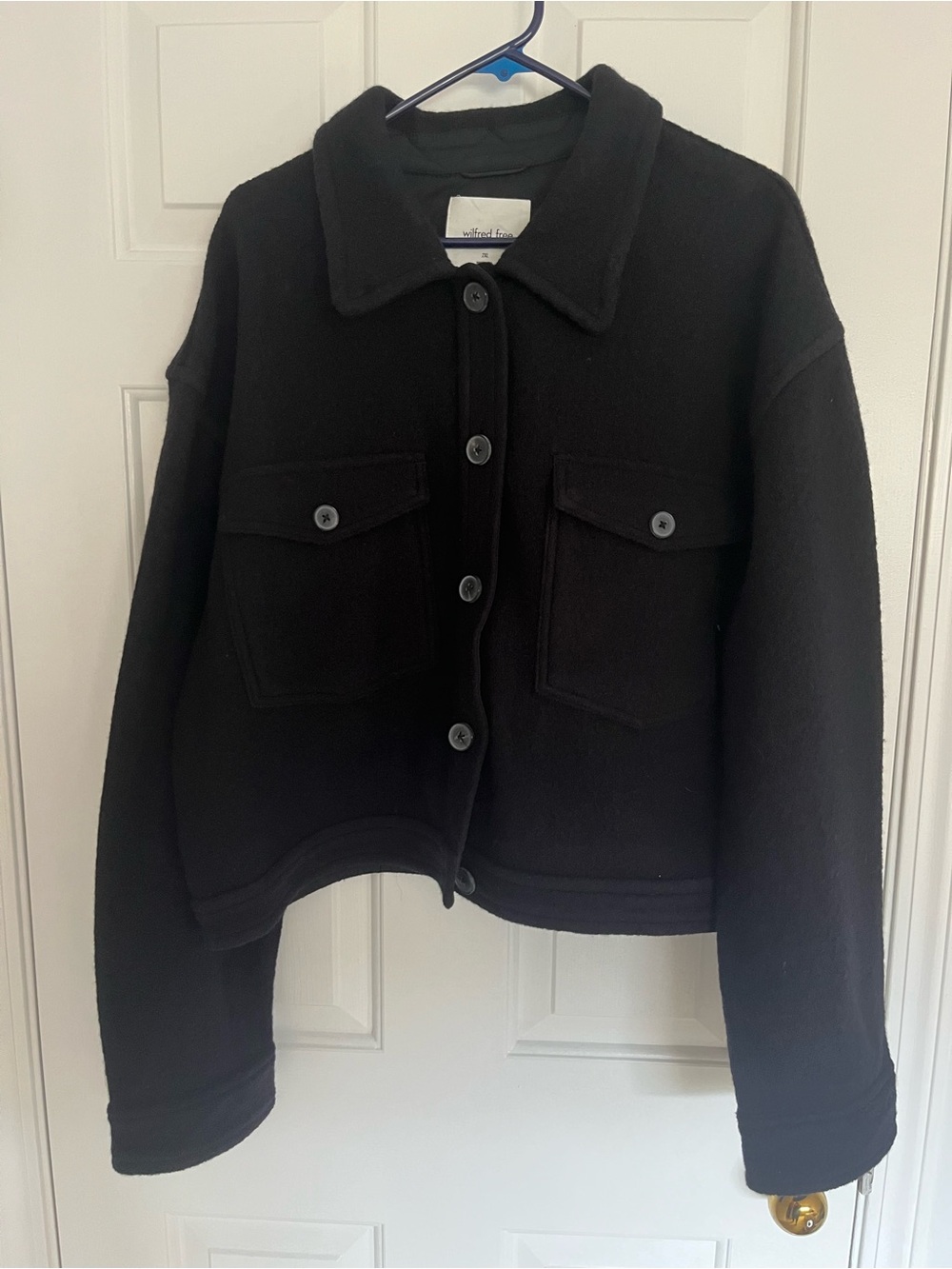 Wilfred Black Button-Front Wool Jacket